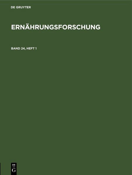 Produktbild: Ern&auml;hrungsforschung. Band 24, Heft 1