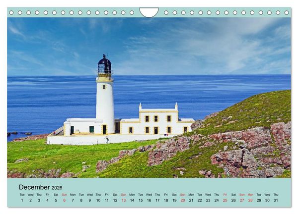 Produktbild: Scottish Lighthouses - beacons along the coast of Scotland (Wall Calendar 2026 DIN A4 landscape), CALVENDO 12 Month Wall Calendar