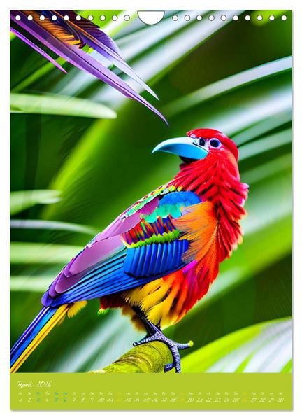 Produktbild: Exotische V&ouml;gel. Zauberhafte Vogelvielfalt mit KI (Wandkalender 2026 DIN A4 hoch), CALVENDO Monatskalender