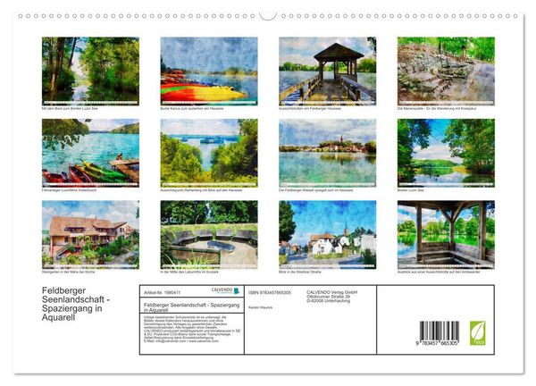 Produktbild: Feldberger Seenlandschaft - Spaziergang in Aquarell (hochwertiger Premium Wandkalender 2026 DIN A2 quer), Kunstdruck in Hochglanz