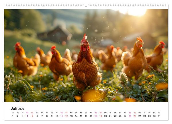 Produktbild: H&uuml;hner Federvieh (Wandkalender 2026 DIN A2 quer), CALVENDO Monatskalender