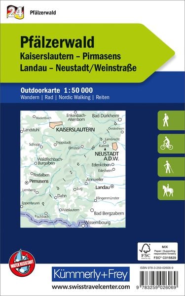 Produktbild: K&uuml;mmerly+Frey Outdoorkarte Deutschland 24 Pf&auml;lzerwald 1:50.000