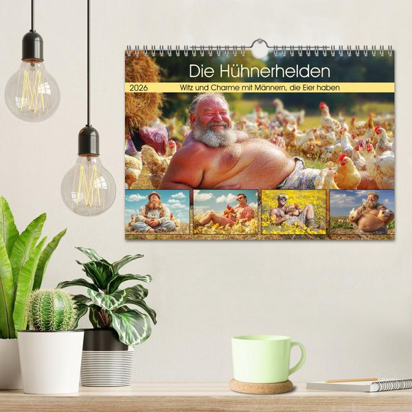Produktbild: Die H&uuml;hnerhelden. Witz und Charme mit M&auml;nnern, die Eier haben (Wandkalender 2026 DIN A4 quer), CALVENDO Monatskalender