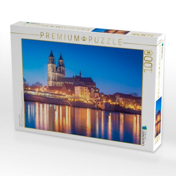 Produktbild: CALVENDO Puzzle Magdeburg am Abend | 1000 Teile Lege-Gr&ouml;&szlig;e 64x48cm Foto-Puzzle f&uuml;r gl&uuml;ckliche Stunden