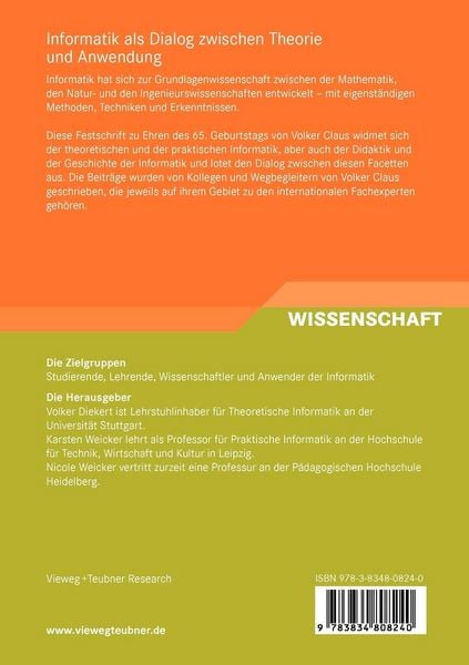 Produktbild: Informatik als Dialog zwischen Theorie und Anwendung