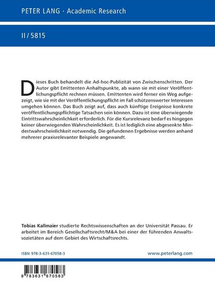 Produktbild: Ad-hoc-Publizit&auml;t von Zwischenschritten