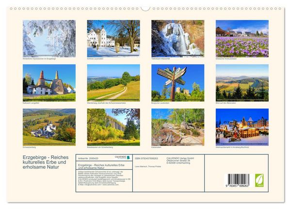 Produktbild: Erzgebirge - Reiches kulturelles Erbe und erholsame Natur (hochwertiger Premium Wandkalender 2026 DIN A2 quer), Kunstdruck in Hochglanz