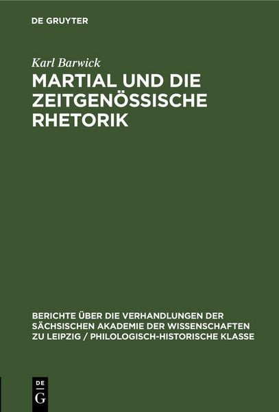Produktbild: Martial und die Zeitgen&ouml;ssische Rhetorik