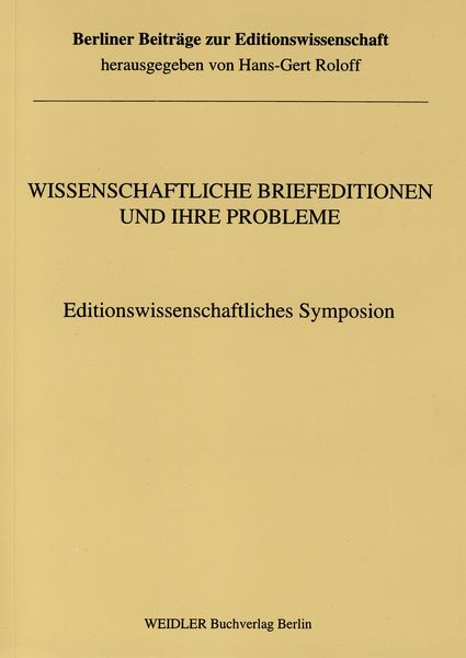 Produktbild: Wissenschaftliche Briefeditionen und ihre Probleme