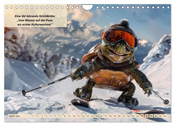 Produktbild: Tierisch lustige Skifahrer (Wandkalender 2026 DIN A4 quer), CALVENDO Monatskalender