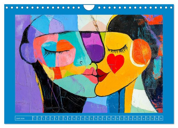 Produktbild: Liebe und Gl&uuml;ck. Abstrakte Kunst im &Ouml;lbilder-Stil (Wandkalender 2026 DIN A4 quer), CALVENDO Monatskalender