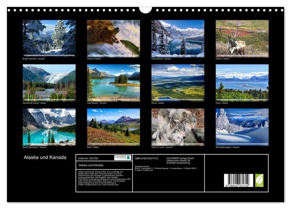 Produktbild: Alaska und Kanada (Wandkalender 2026 DIN A3 quer), CALVENDO Monatskalender