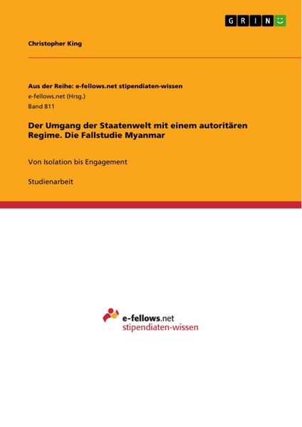 Produktbild: Der Umgang der Staatenwelt mit einem autorit&auml;ren Regime. Die Fallstudie Myanmar