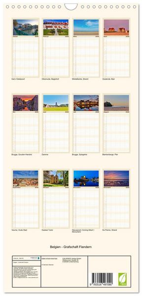 Produktbild: Familienplaner 2026 - Belgien - Grafschaft Flandern mit 5 Spalten (Wandkalender, 21 x 45 cm) CALVENDO