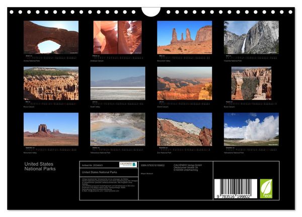 Produktbild: United States National Parks (Wandkalender 2026 DIN A4 quer), CALVENDO Monatskalender