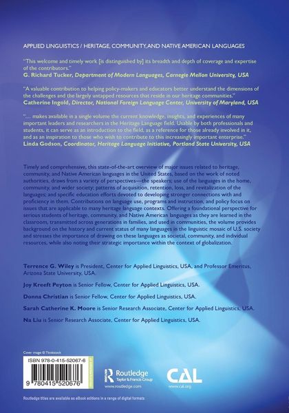 Produktbild: Handbook of Heritage, Community, and Native American Languages in the United States