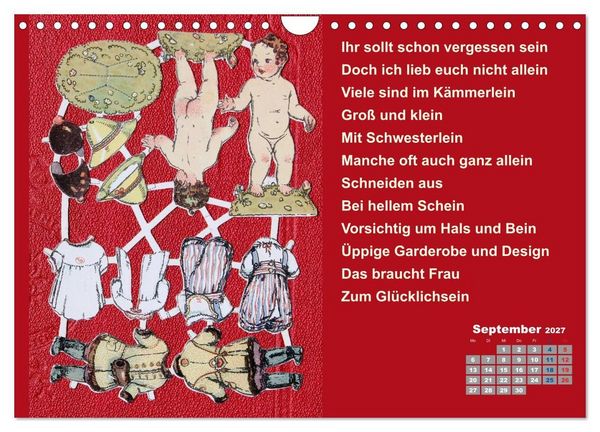 Produktbild: Papierpuppenpoesie (Wandkalender 2027 DIN A4 quer), CALVENDO Monatskalender