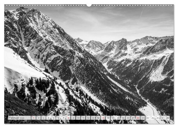 Produktbild: Bergpixels Schwarz-Wei&szlig;e Gebirgstr&auml;ume (Wandkalender 2026 DIN A2 quer), CALVENDO Monatskalender