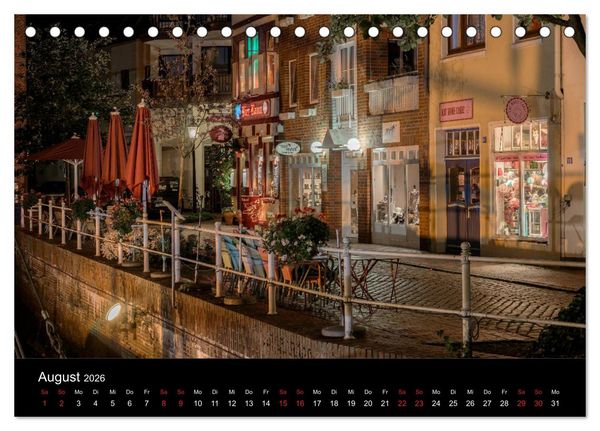 Produktbild: Buxtehude bei Nacht (Tischkalender 2026 DIN A5 quer), CALVENDO Monatskalender