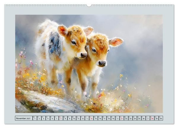 Produktbild: K&uuml;he und K&auml;lber. L&auml;ndliche Idylle (Wandkalender 2027 DIN A2 quer), CALVENDO Monatskalender
