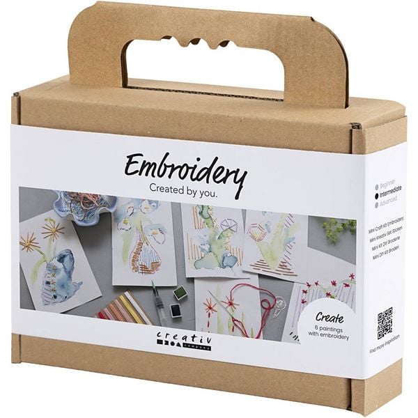 Produktbild: Creativ Company Mini Kreativ Set Sticken, Gem&auml;lde mit Stickerei, sortierte Farben