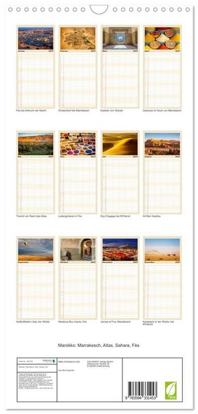 Produktbild: Familienplaner 2027 - Marokko: Marrakesch, Atlas, Sahara, F&egrave;s mit 5 Spalten (Wandkalender, 21 x 45 cm) CALVENDO