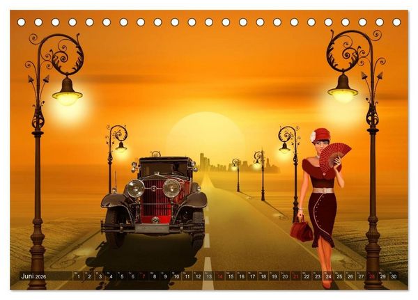 Produktbild: Oldtimer und Pin-Up Girls by Mausopardia (Tischkalender 2026 DIN A5 quer), CALVENDO Monatskalender