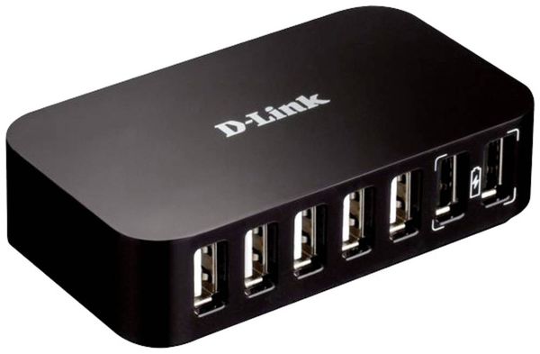 D-Link DUB-H7/E 5+2 Port USB 2.0-Hub mit Schnellladeport Schwarz