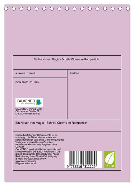 Produktbild: Ein Hauch von Magie - Schrille Clowns im Rampenlicht (Tischkalender 2026 DIN A5 hoch), CALVENDO Monatskalender