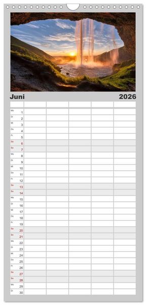 Produktbild: Familienplaner 2026 - Island - Traumland am Rande der Arktis mit 5 Spalten (Wandkalender, 21 x 45 cm) CALVENDO