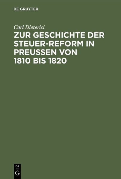 Produktbild: Zur Geschichte der Steuer-Reform in Preu&szlig;en von 1810 bis 1820