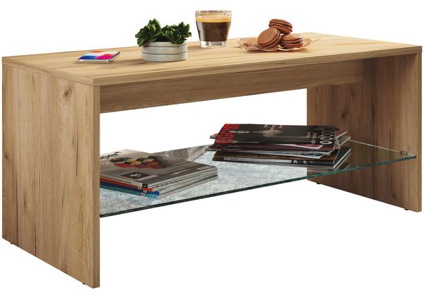 Produktbild: Holz Sofatisch Couchtisch Glas Wisal