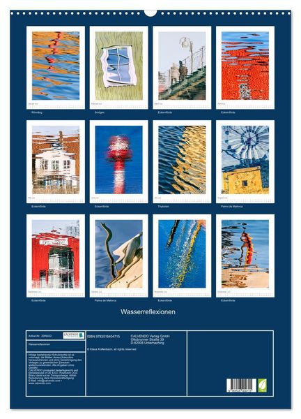 Produktbild: Wasserreflexionen (Wandkalender 2026 DIN A2 hoch), CALVENDO Monatskalender