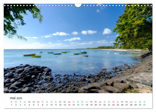 Produktbild: &Icirc;le Maurice entre photographie et peinture (Calendrier mural 2026 DIN A3 vertical), CALVENDO calendrier mensuel