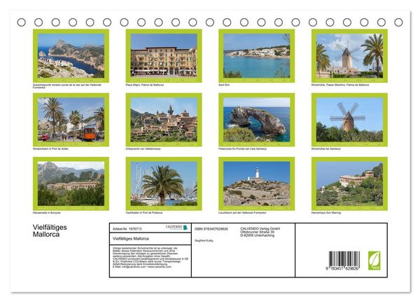 Produktbild: Vielf&auml;ltiges Mallorca (Tischkalender 2026 DIN A5 quer), CALVENDO Monatskalender