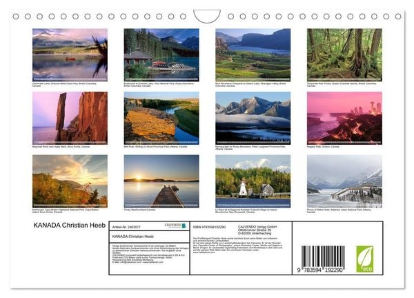 Produktbild: KANADA Christian Heeb (Wandkalender 2027 DIN A4 quer), CALVENDO Monatskalender