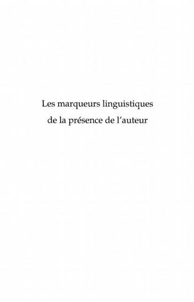 Produktbild: Marqueurs linguistiques de la presence de l'auteur