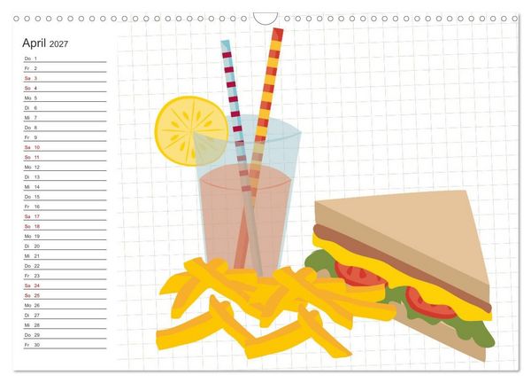 Produktbild: Fast Food Illustration (Wandkalender 2027 DIN A3 quer), CALVENDO Monatskalender