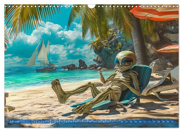 Produktbild: Aliens auf Erden - Kosmische Touristen auf Expedition (Wandkalender 2026 DIN A3 quer), CALVENDO Monatskalender