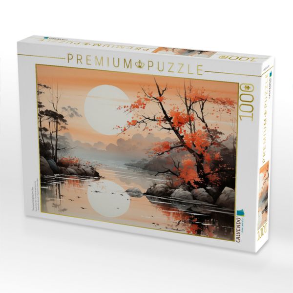 Produktbild: CALVENDO Puzzle Sonnenuntergang am See | 1000 Teile Lege-Gr&ouml;&szlig;e 64x48cm Foto-Puzzle f&uuml;r gl&uuml;ckliche Stunden