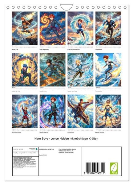 Produktbild: Hero Boys - Junge Helden mit m&auml;chtigen Kr&auml;ften (Wandkalender 2027 DIN A4 hoch), CALVENDO Monatskalender