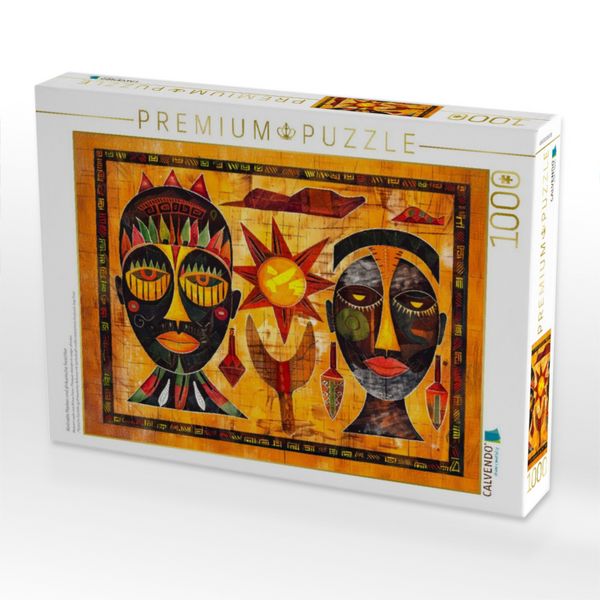 Produktbild: CALVENDO Puzzle Abstrakte Masken und afrikanische Gesichter | 1000 Teile Lege-Gr&ouml;&szlig;e 64x48cm Foto-Puzzle f&uuml;r gl&uuml;ckliche Stunden
