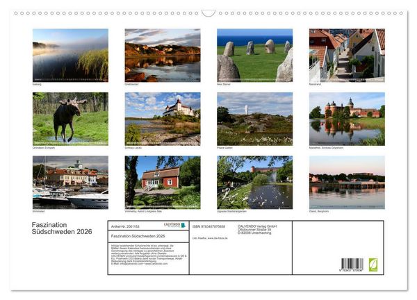 Produktbild: Faszination S&uuml;dschweden 2026 (Wandkalender 2026 DIN A2 quer), CALVENDO Monatskalender
