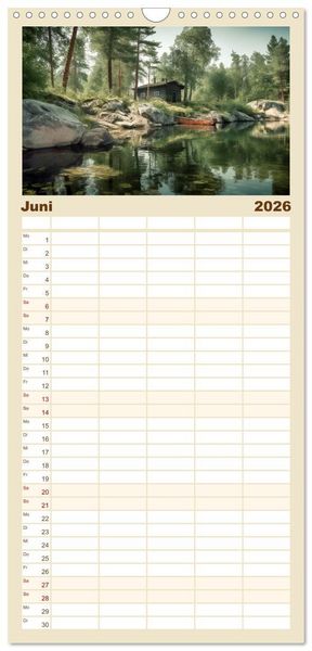 Produktbild: Familienplaner 2026 - H&uuml;ttenzauber - Ein visueller Streifzug durch Norwegens Wildnis mit 5 Spalten (Wandkalender, 21 x 45 cm) CALVENDO