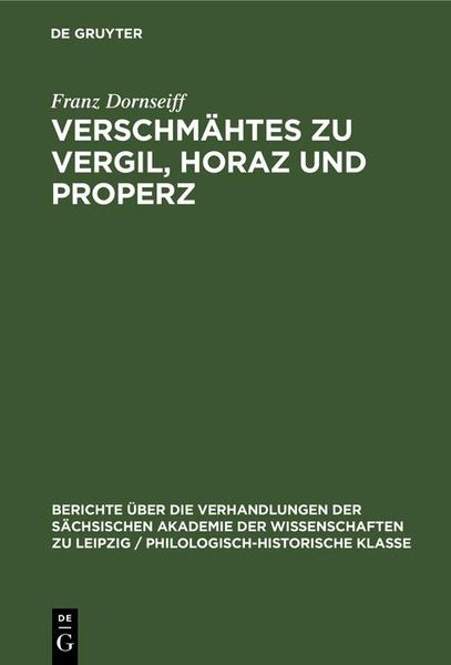 Produktbild: Verschm&auml;htes zu Vergil, Horaz und Properz