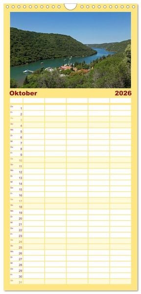 Produktbild: Familienplaner 2026 - sonniges Istrien mit 5 Spalten (Wandkalender, 21 x 45 cm) CALVENDO