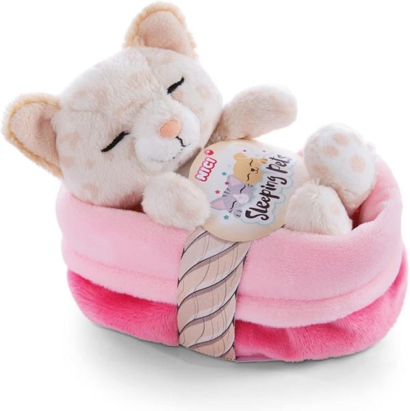 NICI - Sleeping Pets - Kätzchen mit Leopardenmuster 12cm im Körbchen