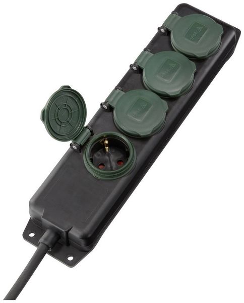 Produktbild: Sygonix SY-5145340 Steckdosenleiste Schwarz, Gr&uuml;n Schutzkontakt 1St.