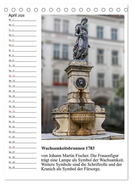 Produktbild: Brunnenkunst in Wien (Tischkalender 2026 DIN A5 hoch), CALVENDO Monatskalender
