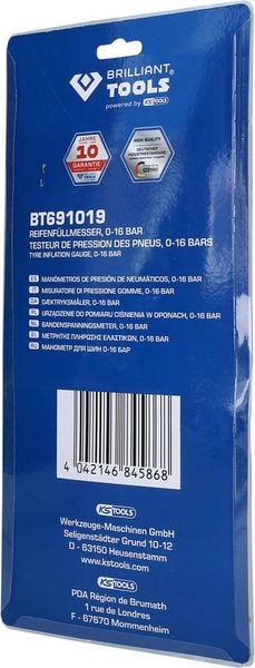 Produktbild: Brilliant Tools Reifenf&uuml;llmesser, 0-16 bar BT691019